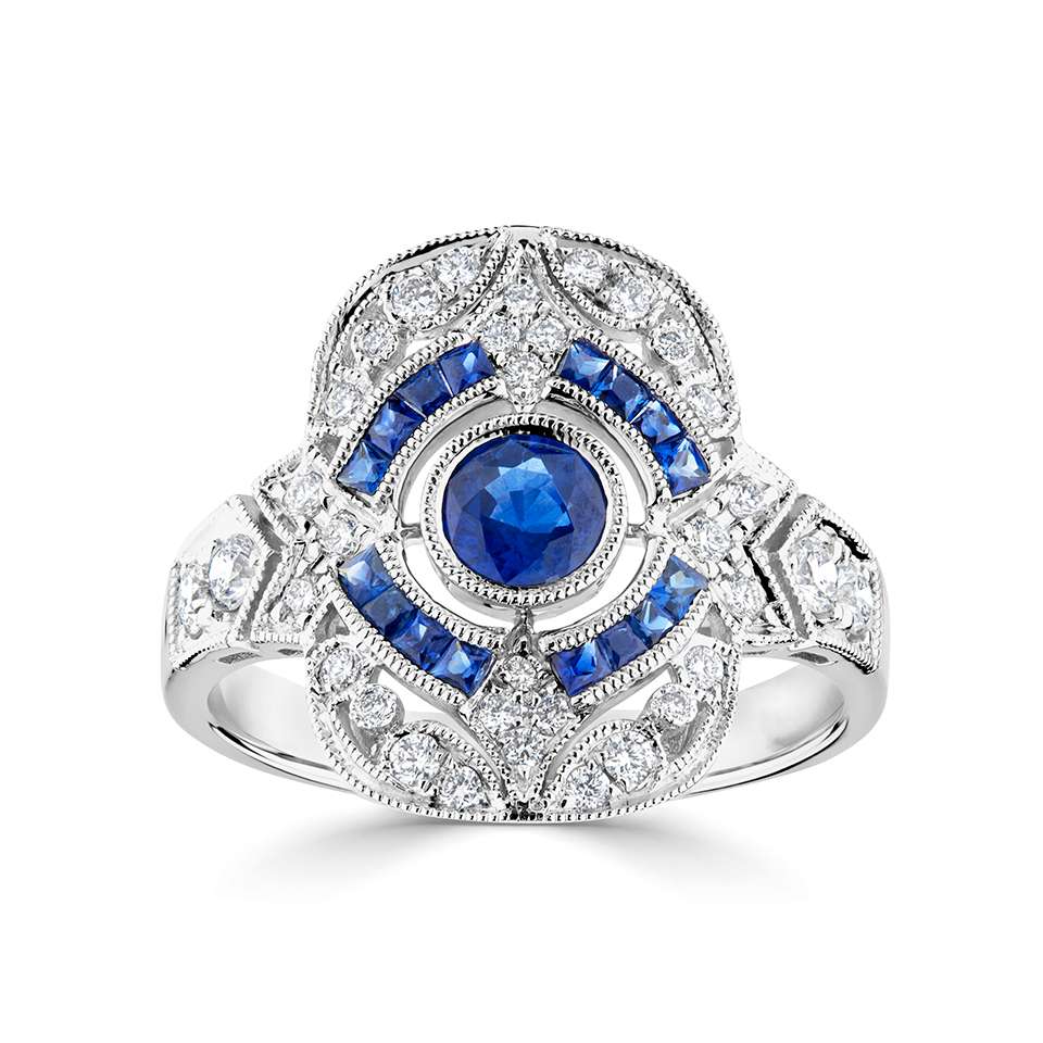 Platinum Sapphire & Diamond Ring - John Ross Jewellers