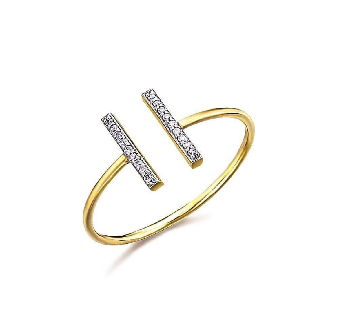 18ct Gold Diamond T-bar Ring | 0.054ct - John Ross Jewellers