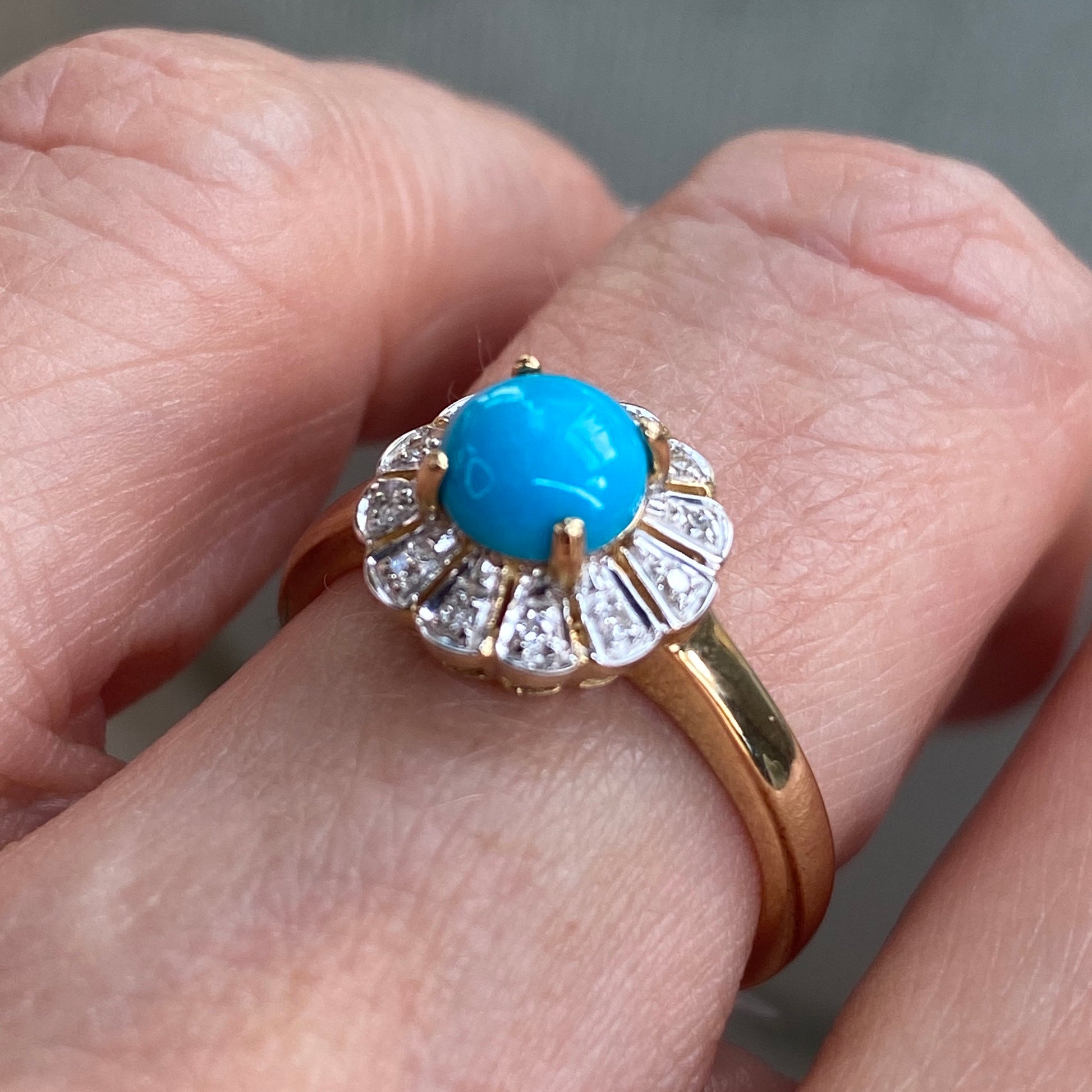 9ct Gold Turquoise & Diamond Ring - John Ross Jewellers