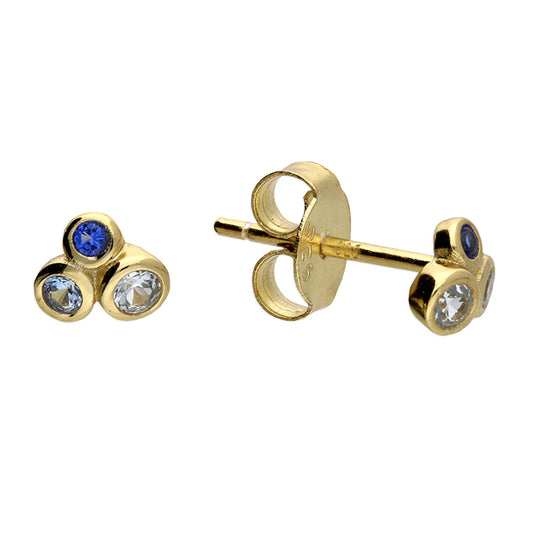 Sunshine Dainty Blue Trio Stud Earrings - John Ross Jewellers