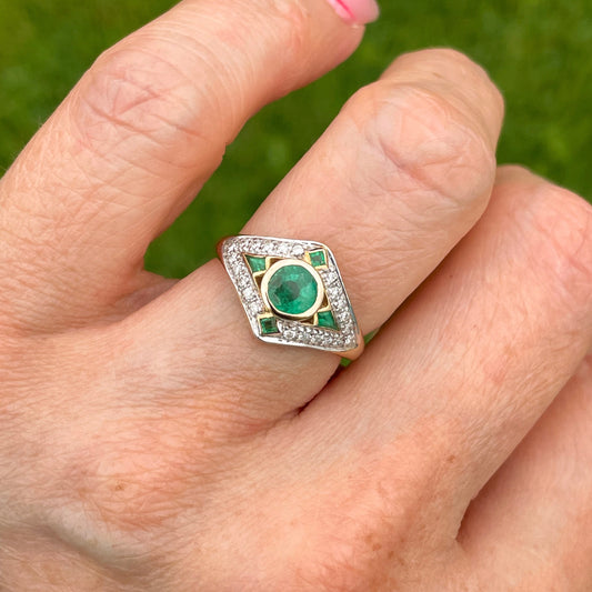 9ct Gold Emerald & Diamond Ring - John Ross Jewellers