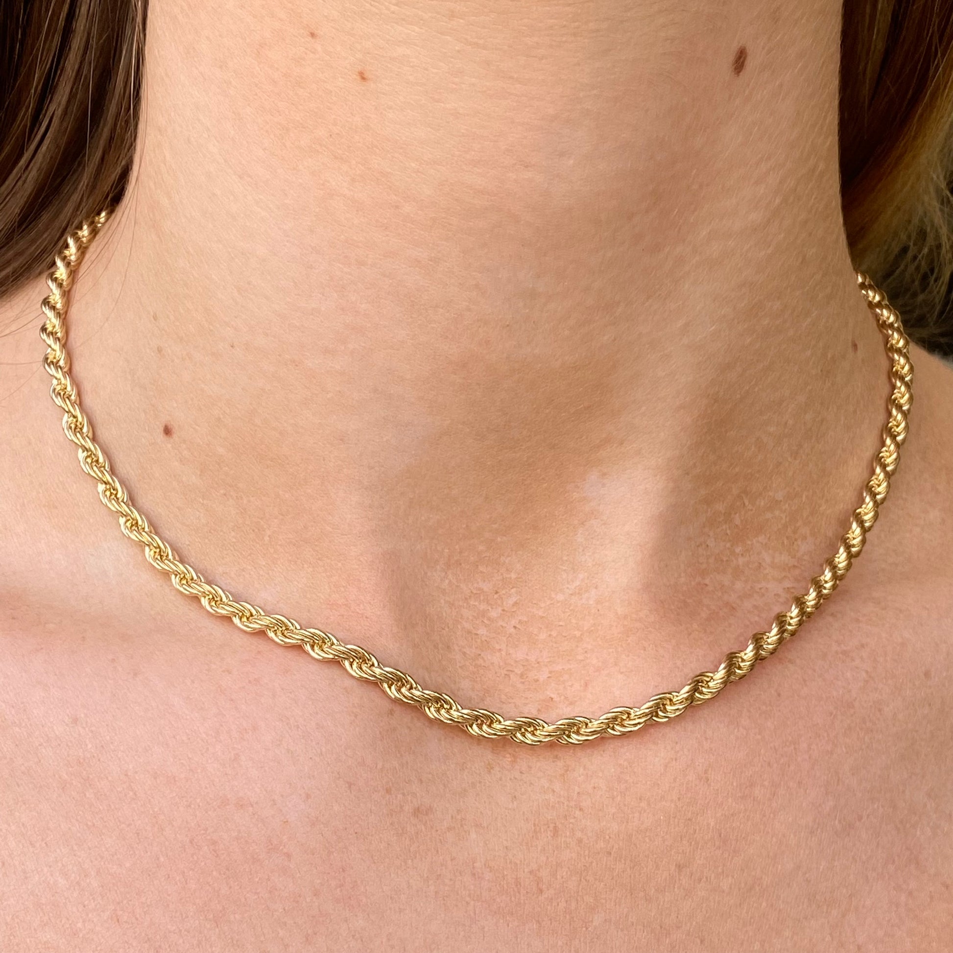 9ct Gold 16 Inch Gold Chain Womens 9ct Gold Solid Rope Chain John