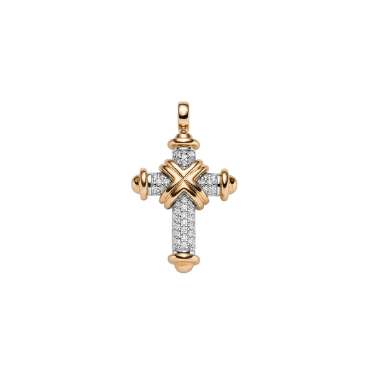 18ct Gold Leo Wittwer 0.45ct Diamond Cross - John Ross Jewellers