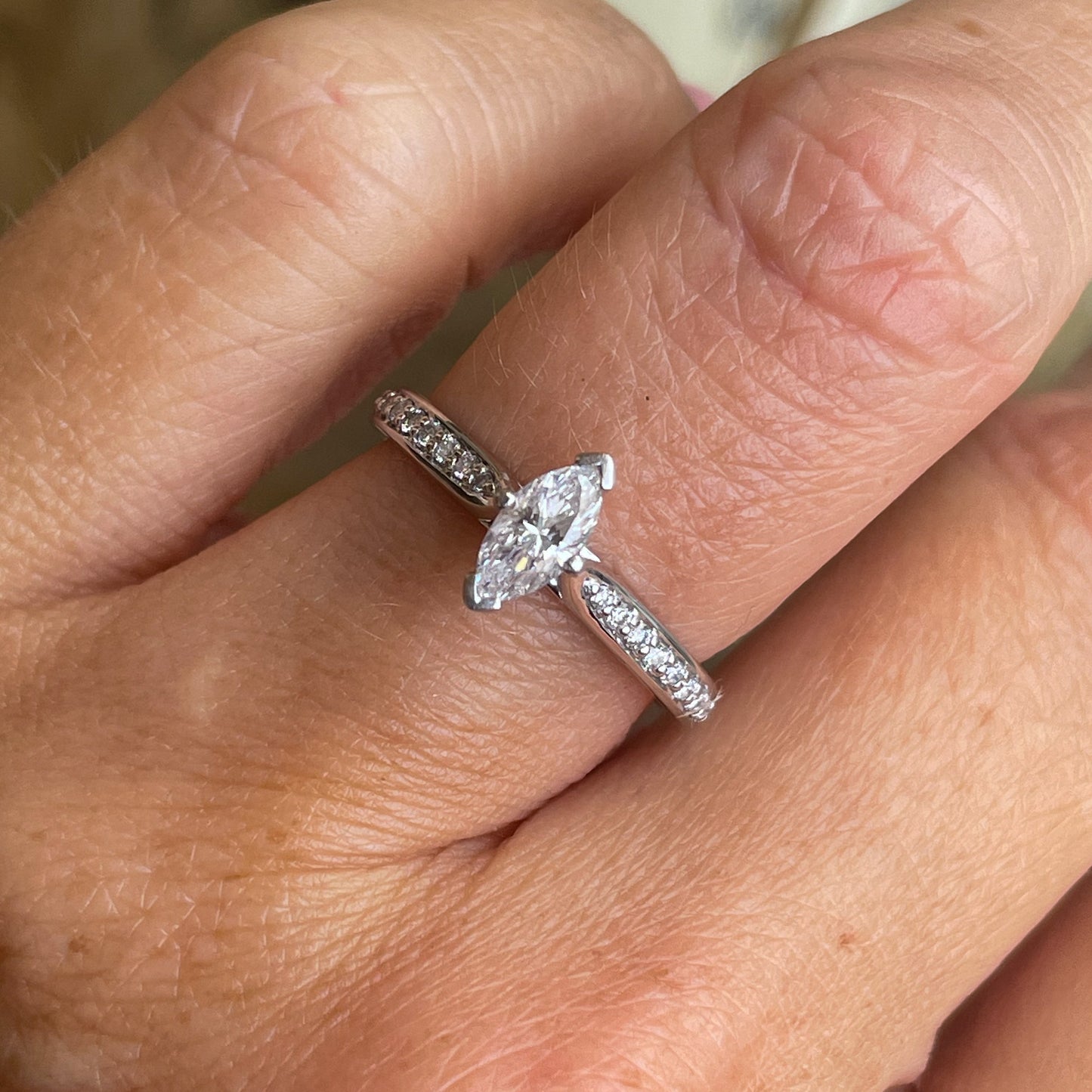 Platinum Marquise Diamond Engagement Ring | 0.57ct - John Ross Jewellers