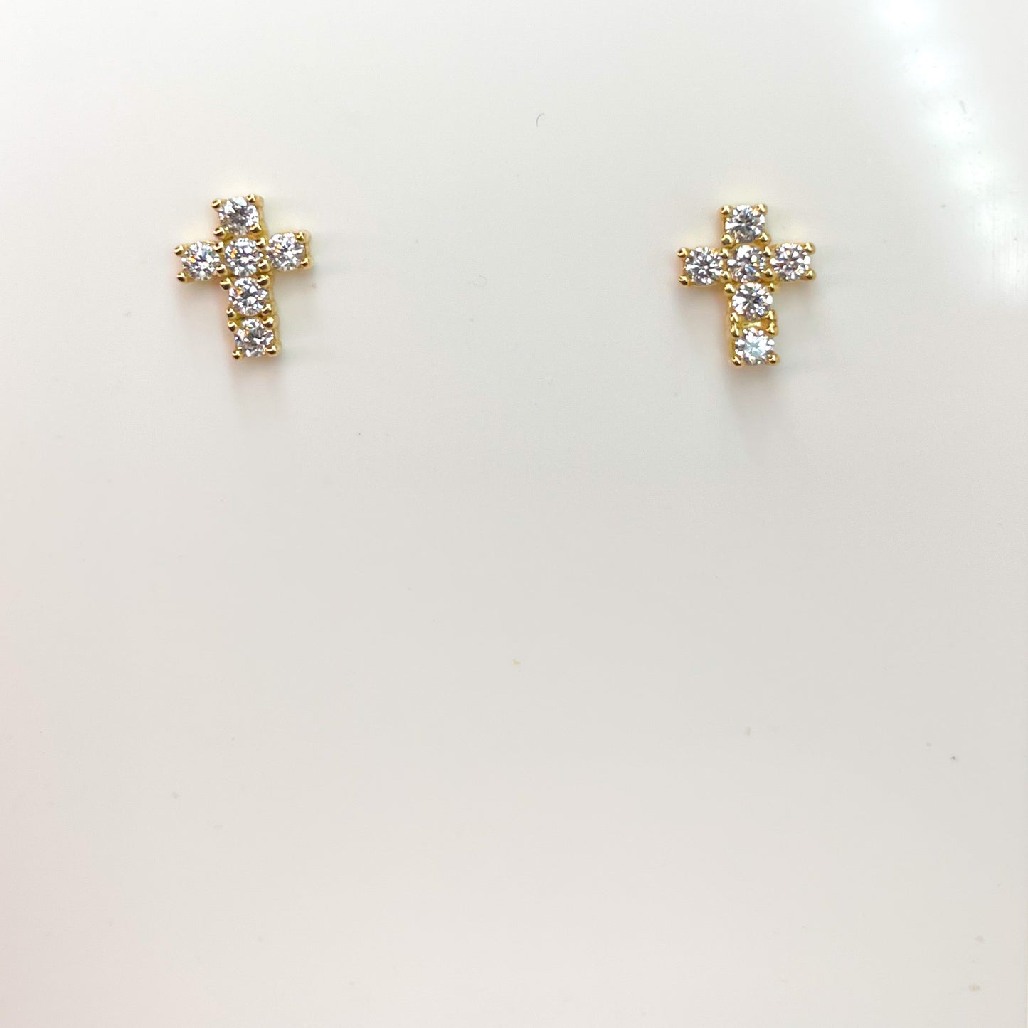 9ct Gold CZ Cross Stud Earrings - John Ross Jewellers