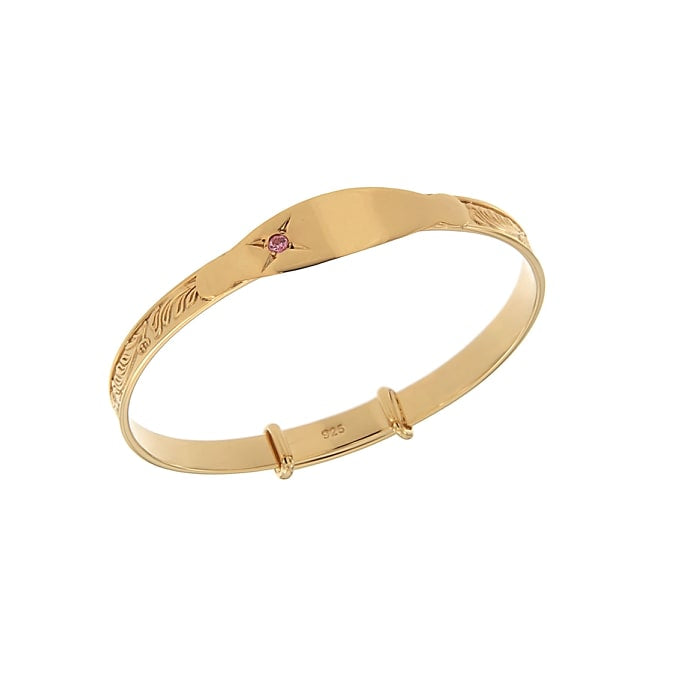 Kids Gold Plated Sterling Silver CZ Bangle - John Ross Jewellers