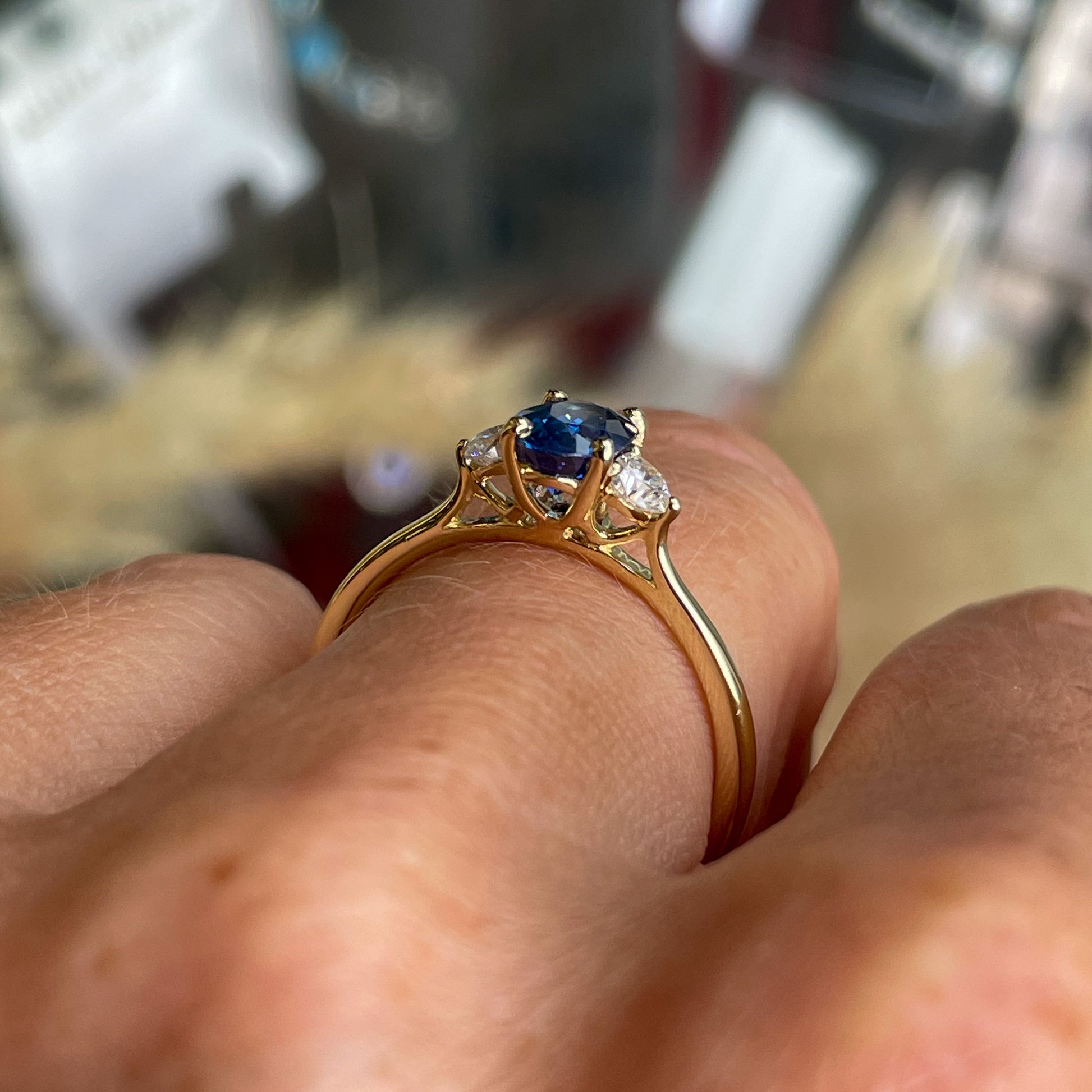 18ct Gold Sapphire & Diamond Engagement Ring | 0.81ct + 0.25ct - John Ross Jewellers