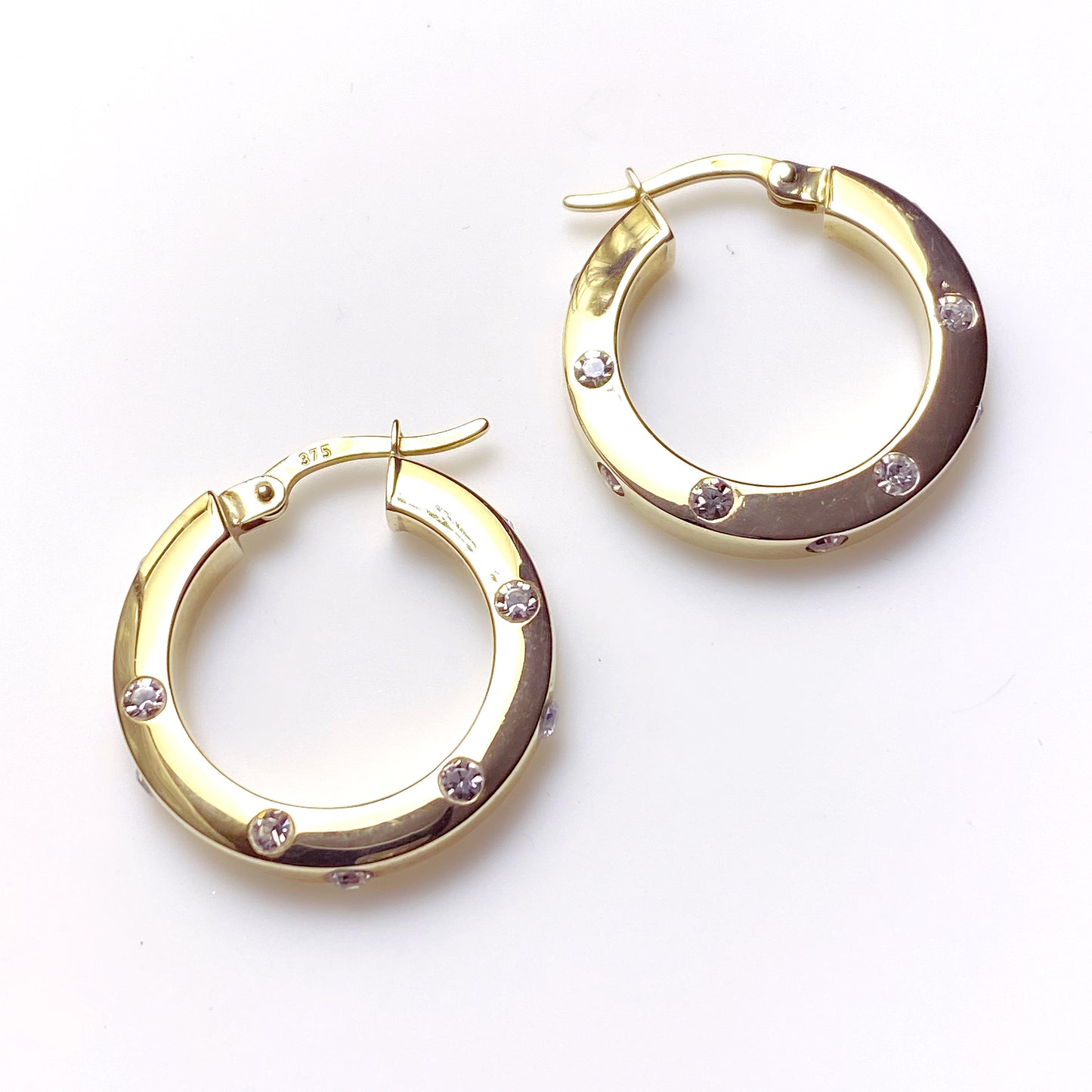 9ct Gold CZ Hoop Earrings - John Ross Jewellers