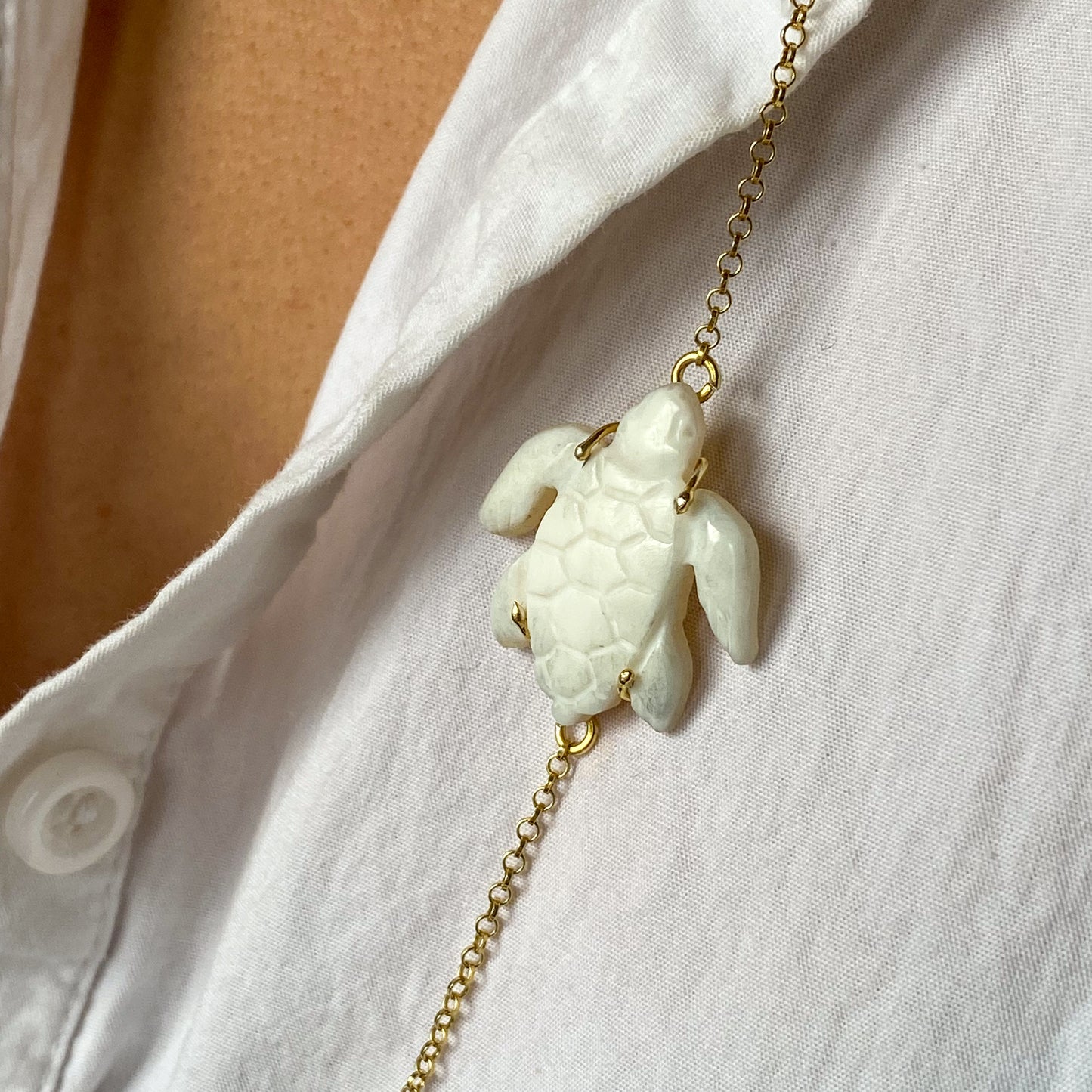 Natural Beauty - Mother of Pearl, Cameo Sea Turtle & Onyx Necklace | 110cm - John Ross Jewellers