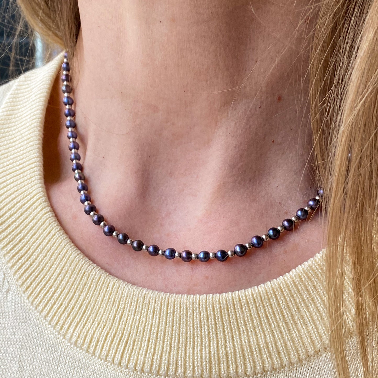 Silver Anthracite Freshwater Pearl Necklace - John Ross Jewellers