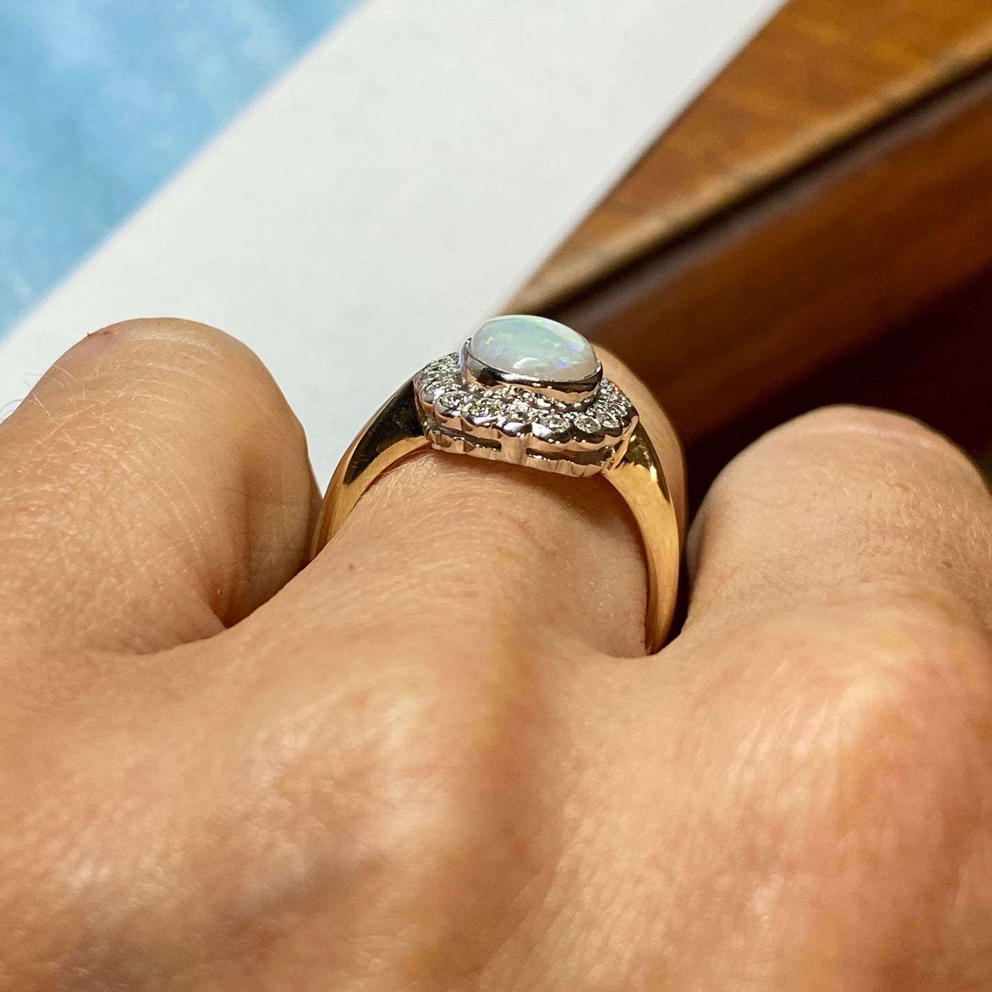 9ct Gold Opal & Diamond Ring - John Ross Jewellers