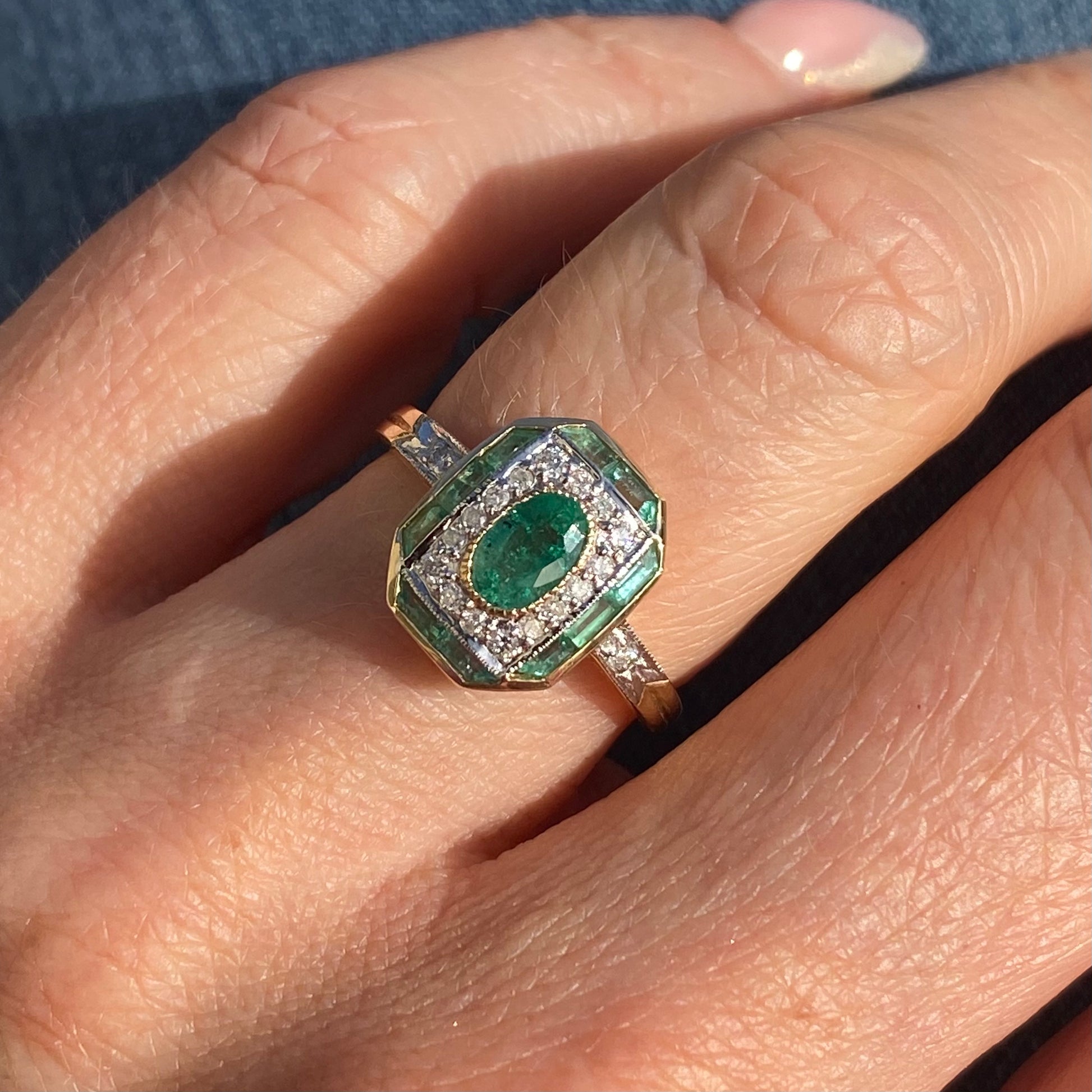 9ct Gold Emerald & Diamond Ring - John Ross Jewellers