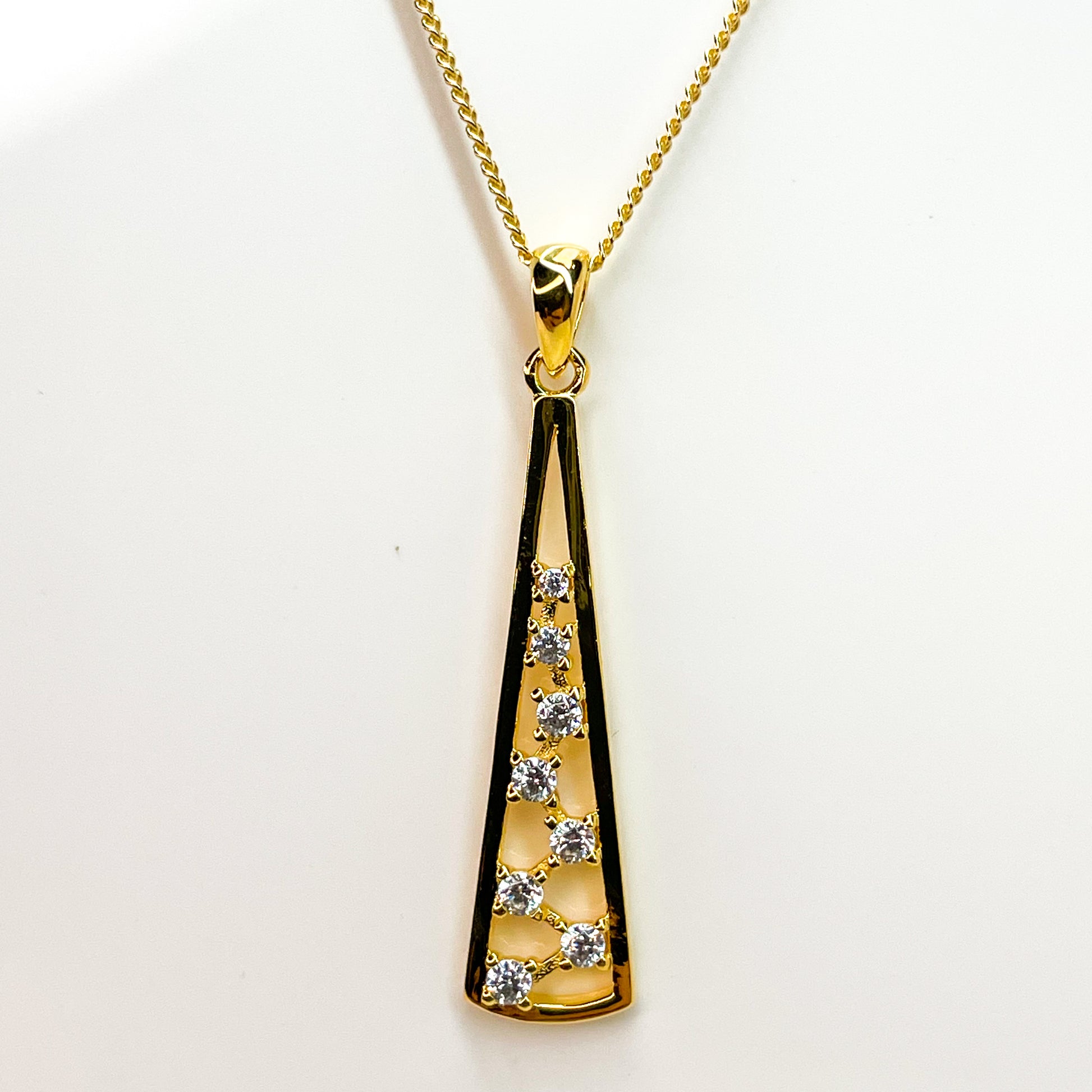 Sunshine CZ Long Drop Pendant Necklace - John Ross Jewellers