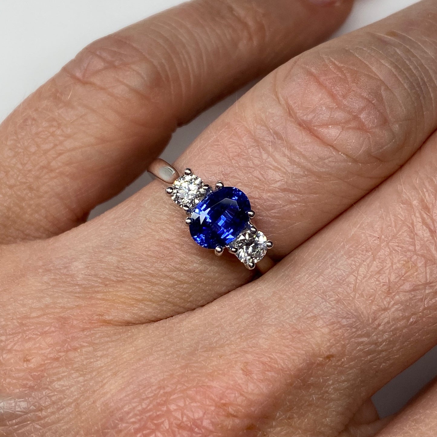 18ct White Gold Sapphire & Diamond Trilogy Ring - John Ross Jewellers