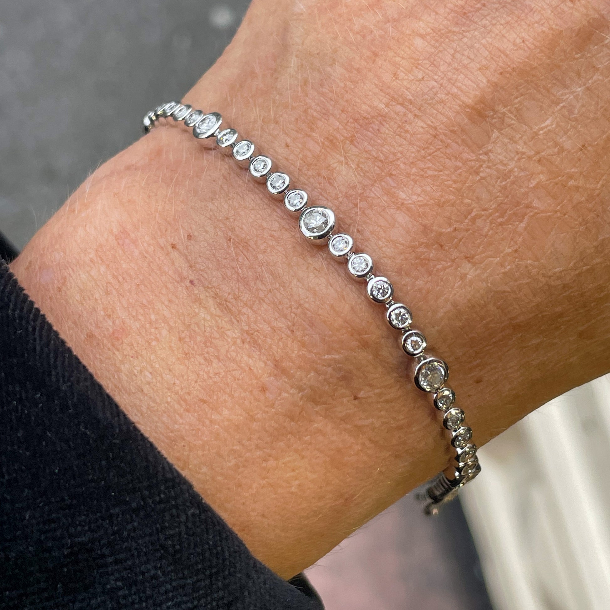 9ct White Gold Diamond Line Bracelet | 2.34ct - John Ross Jewellers