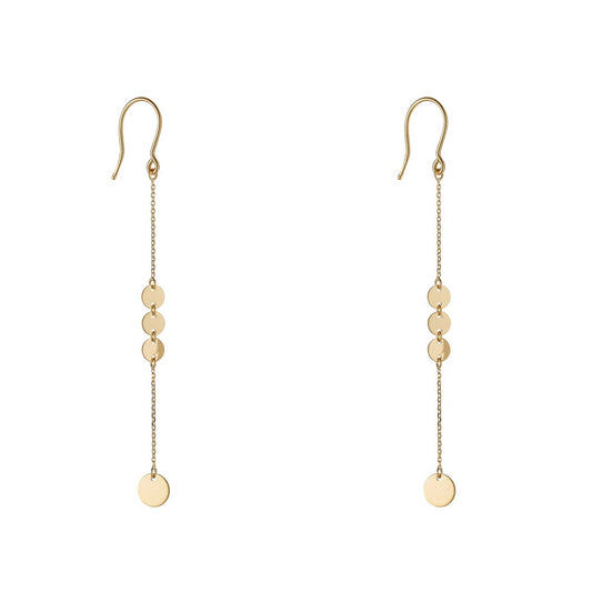 9ct Gold Discs Drop Earrings - John Ross Jewellers