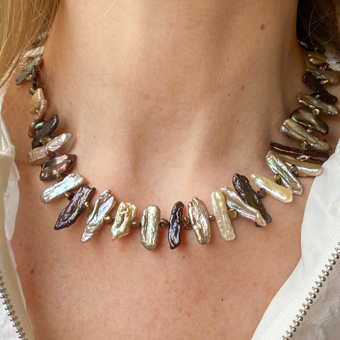 Aubergine & Mink Biwa Pearl Necklace - John Ross Jewellers