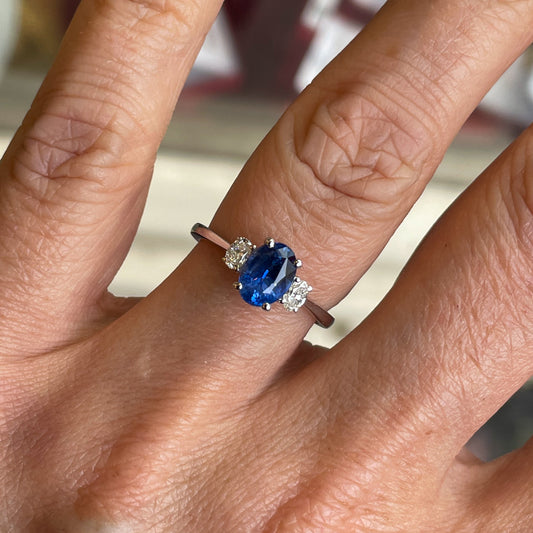 Platinum Sapphire & Diamond Engagement Ring | 1.19ct + 0.21ct - John Ross Jewellers