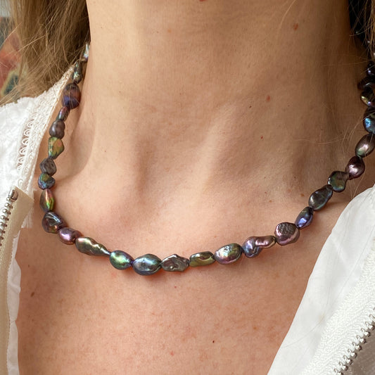 Anthracite Keshi Freshwater Pearl Necklace - John Ross Jewellers