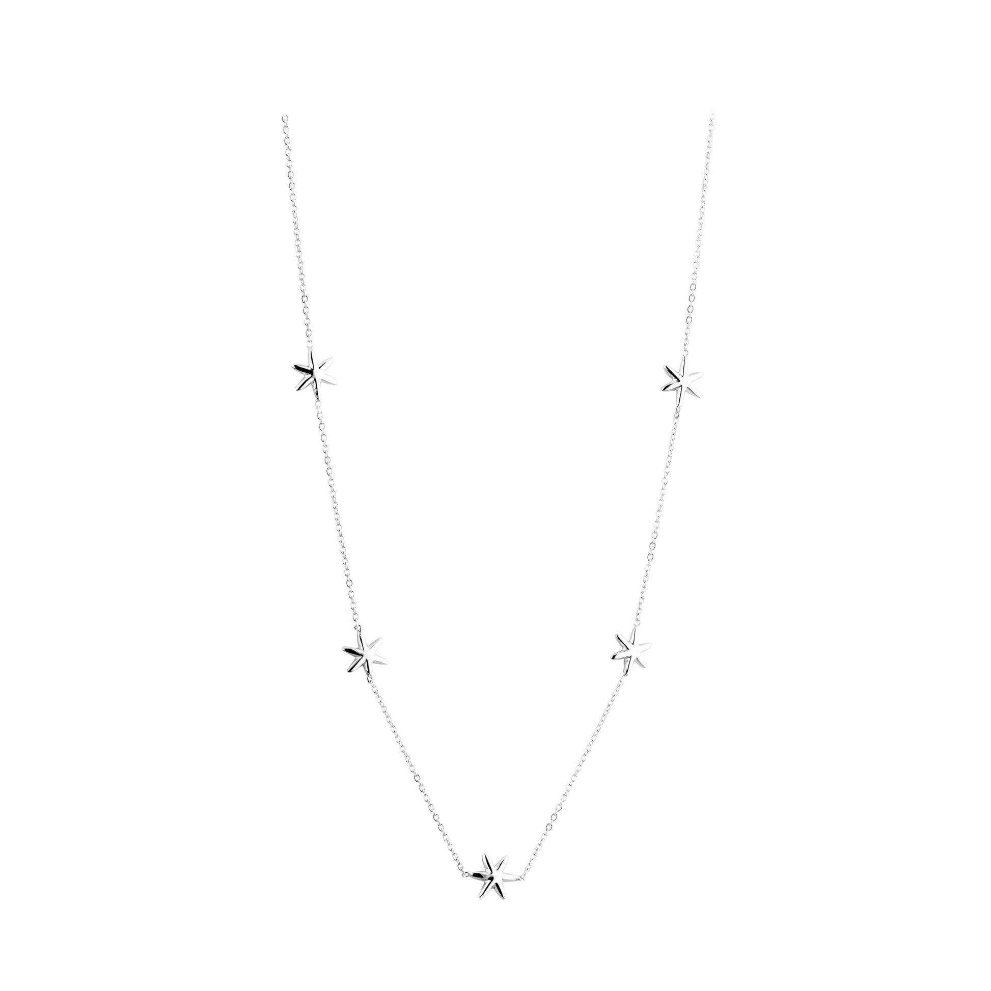 9ct White Gold Five Star Necklet - John Ross Jewellers
