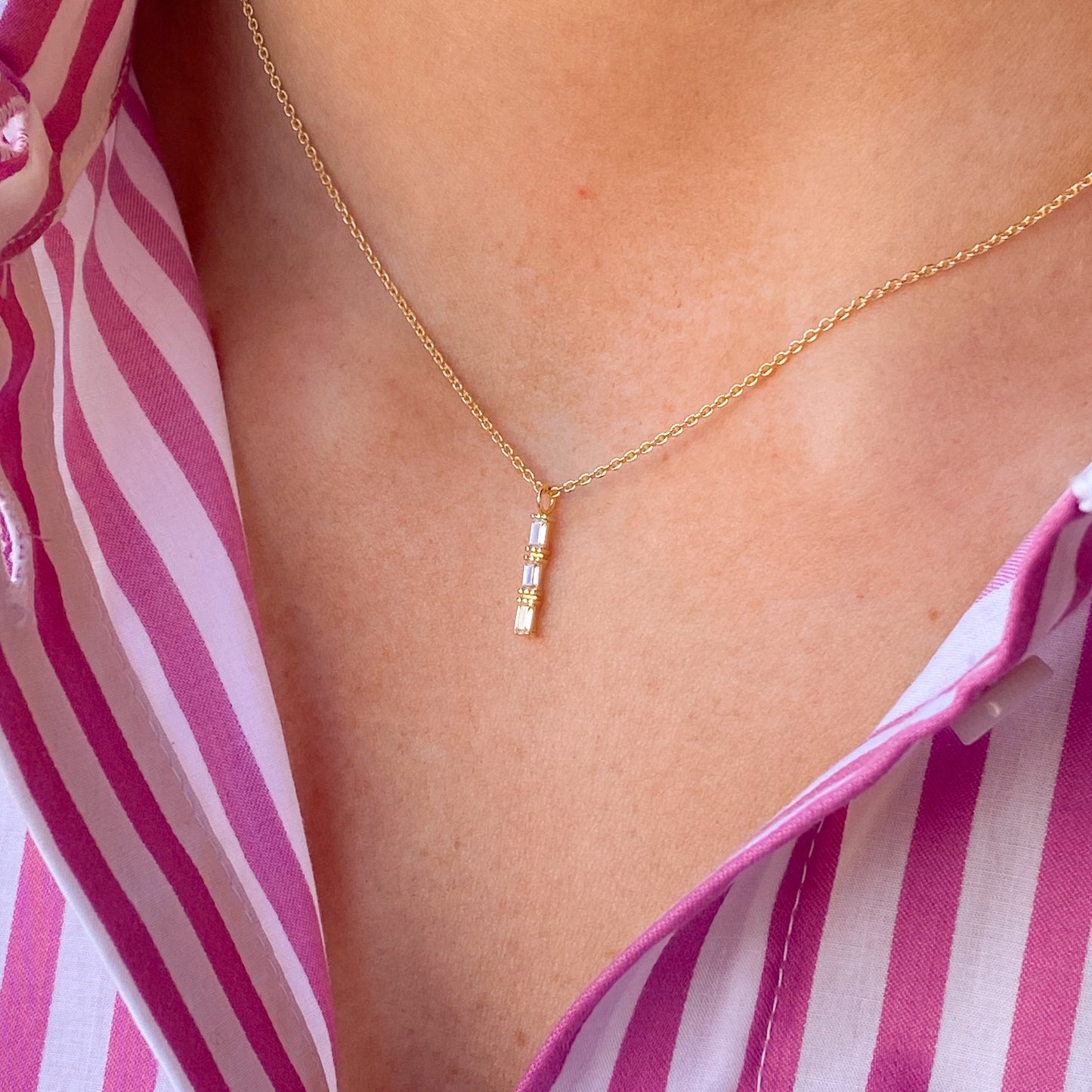 Sunshine Baguette CZ Bar Pendant Necklace - John Ross Jewellers