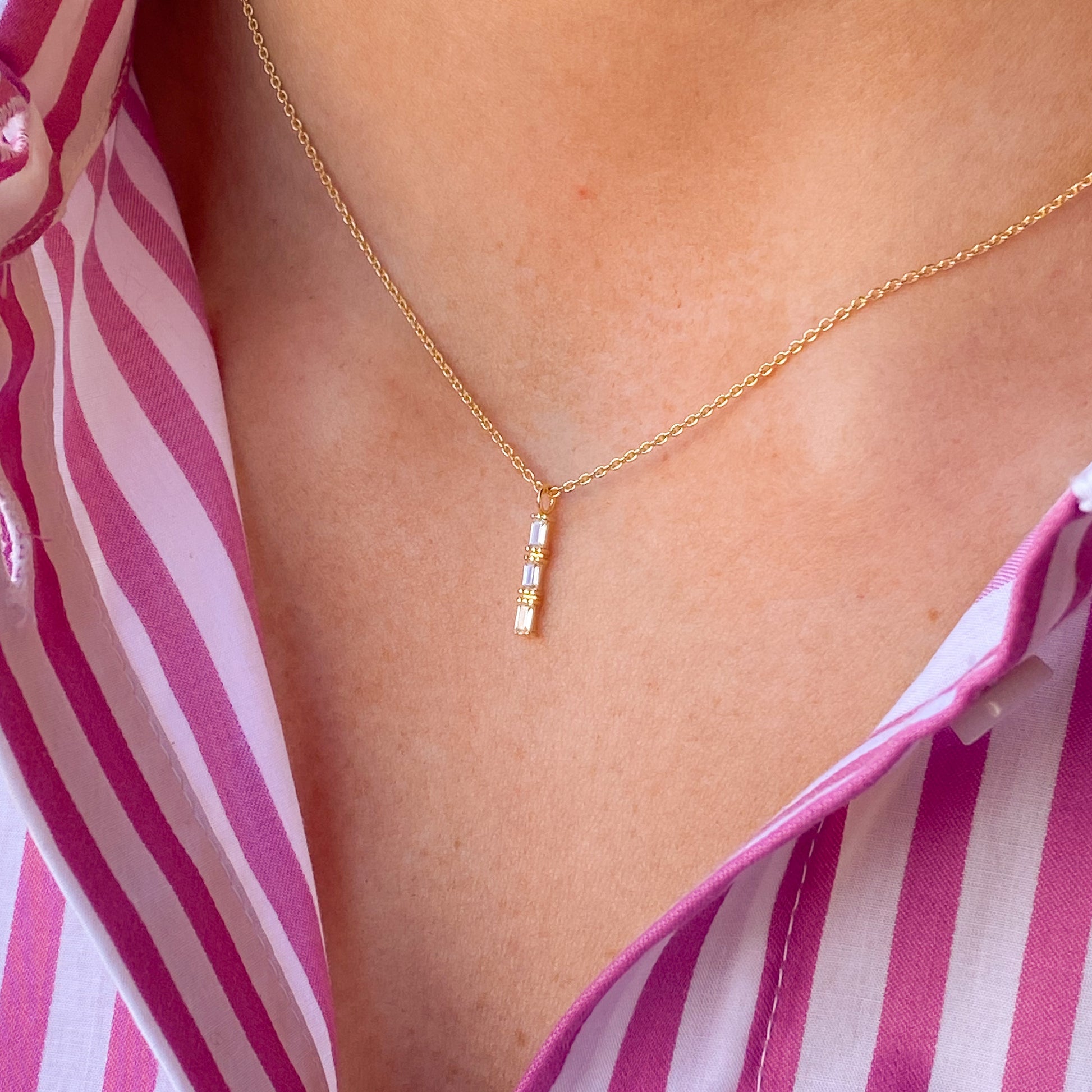 Sunshine Baguette CZ Bar Pendant Necklace - John Ross Jewellers