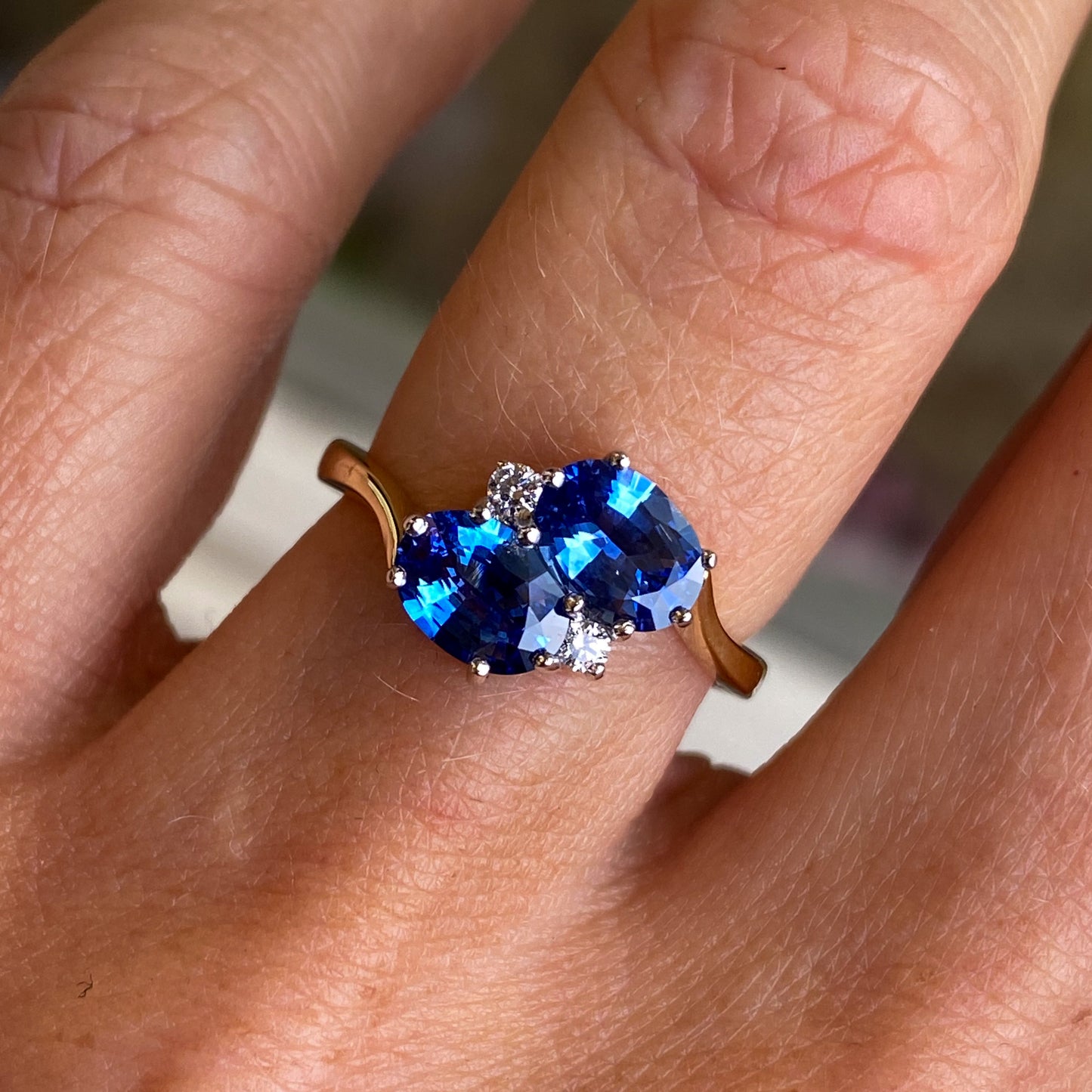18ct Gold Sapphire & Diamond Moi Et Toi Ring - John Ross Jewellers