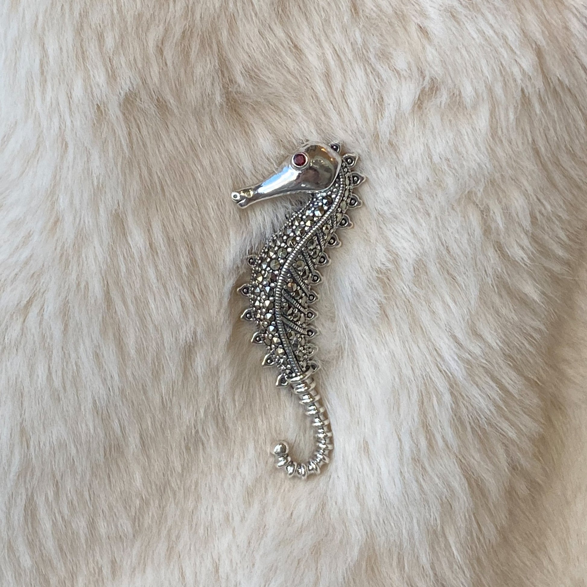 Silver Marcasite Seahorse Brooch - John Ross Jewellers