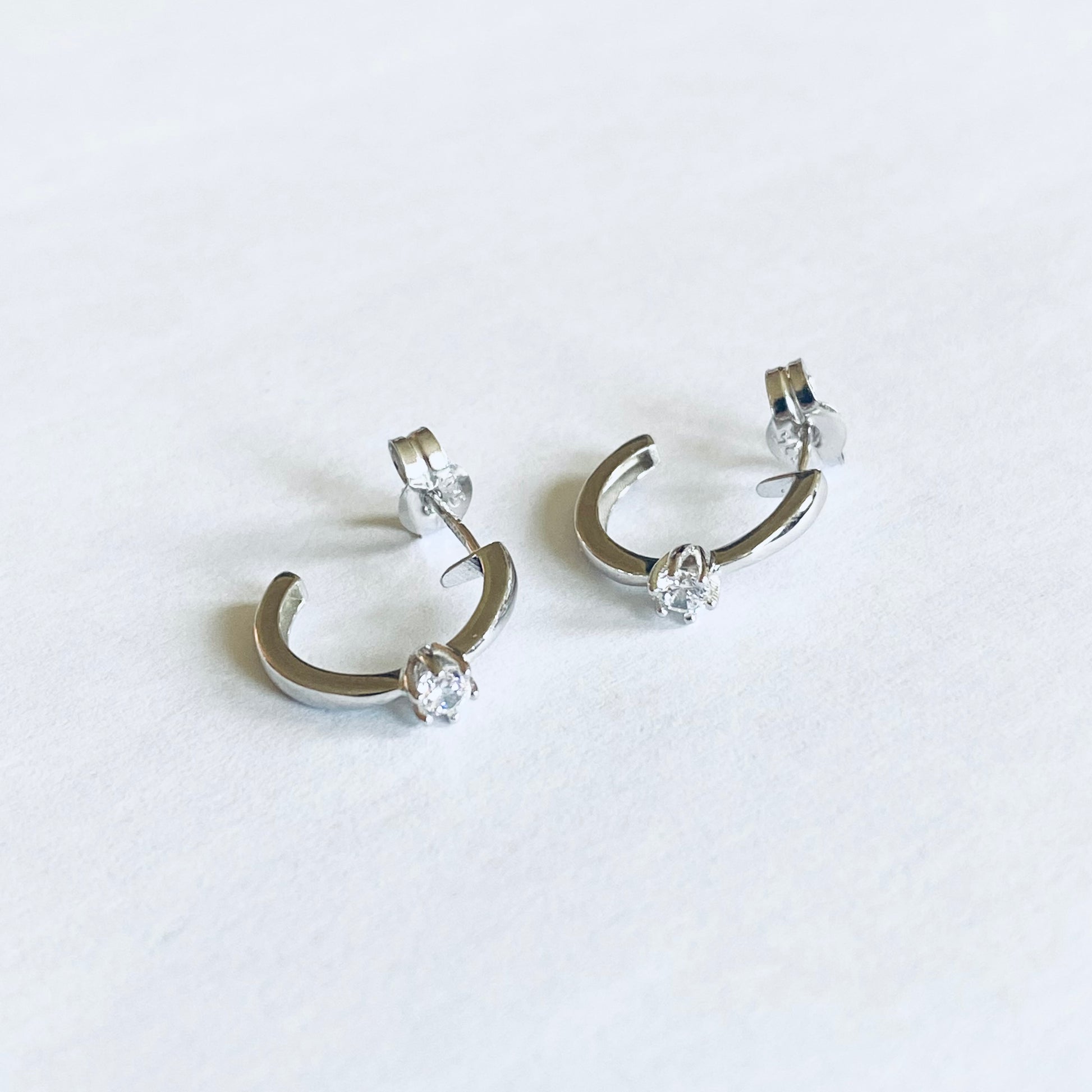 9ct White Gold CZ Hoop Earrings - John Ross Jewellers