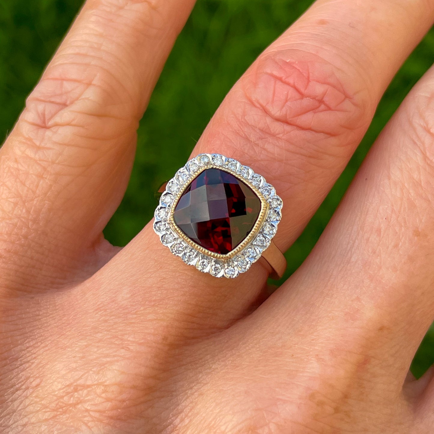 9ct Gold Garnet & Diamond Ring - John Ross Jewellers