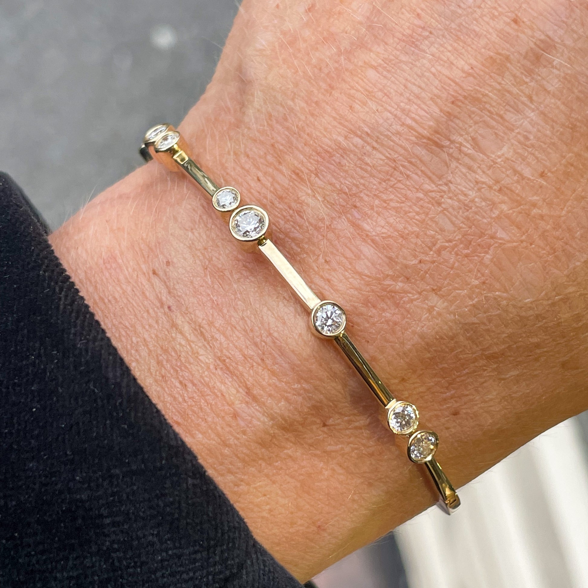 9ct Gold Rainfall Diamond Set Bangle | 1.04ct - John Ross Jewellers