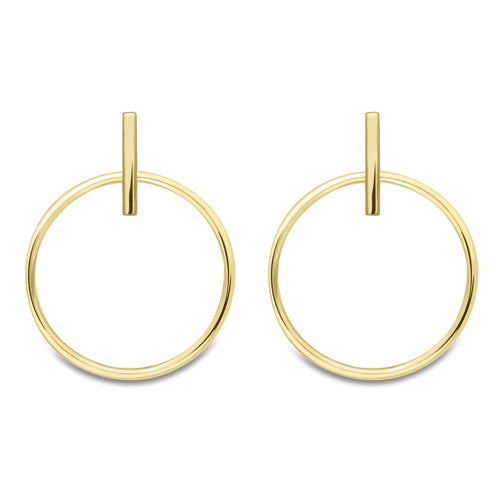 9ct Gold Open Circle With Bar Earrings - Large - John Ross Jewellers
