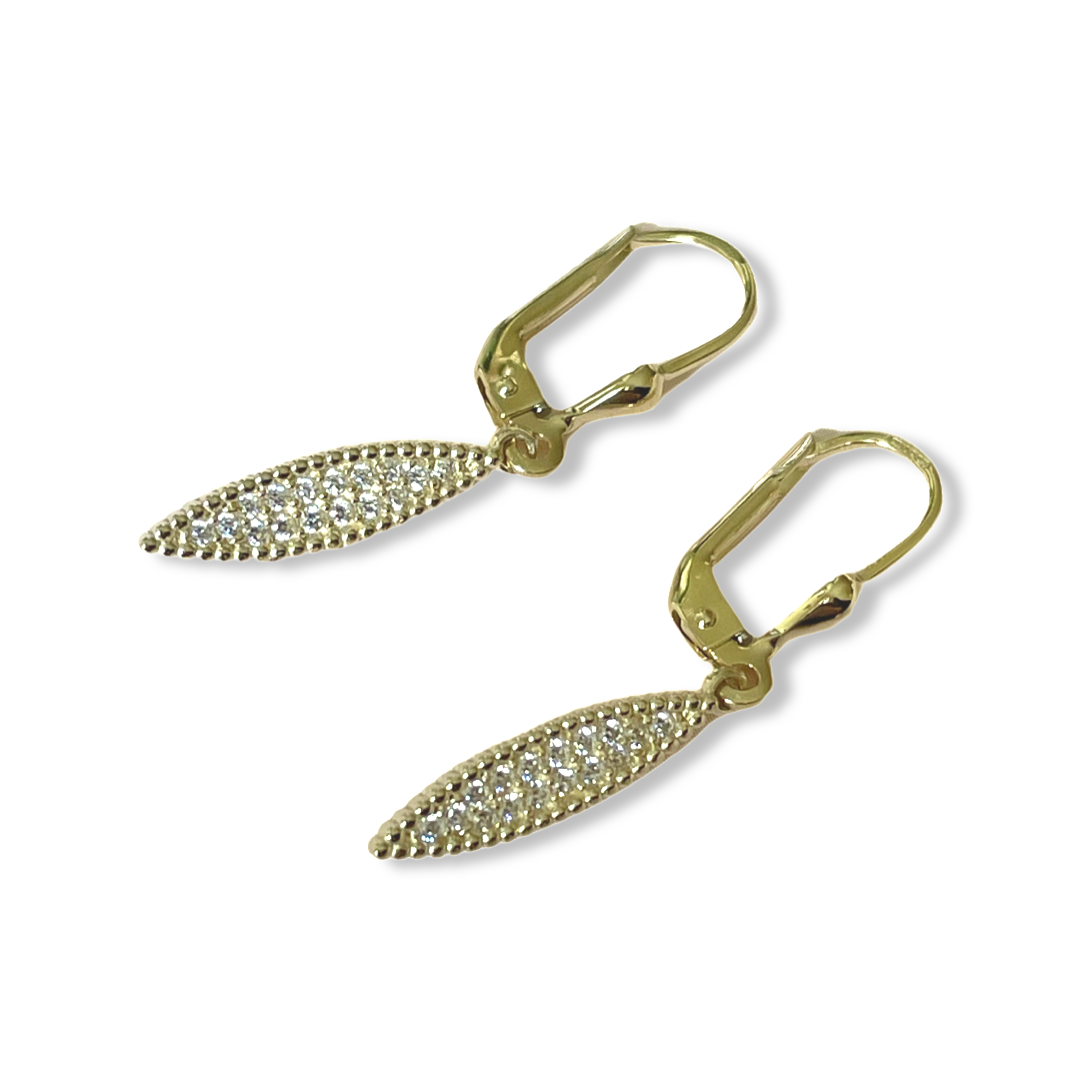 9ct Gold CZ Drop Earrings - German Wires - John Ross Jewellers