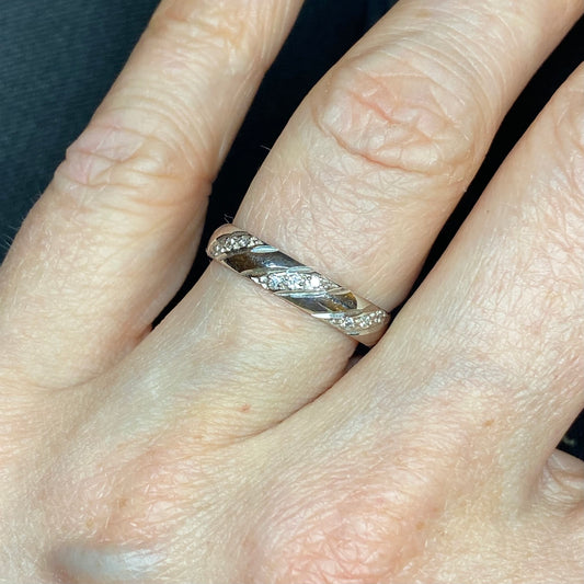 Platinum 4mm Candy Striped Diamond Wedding Ring - John Ross Jewellers