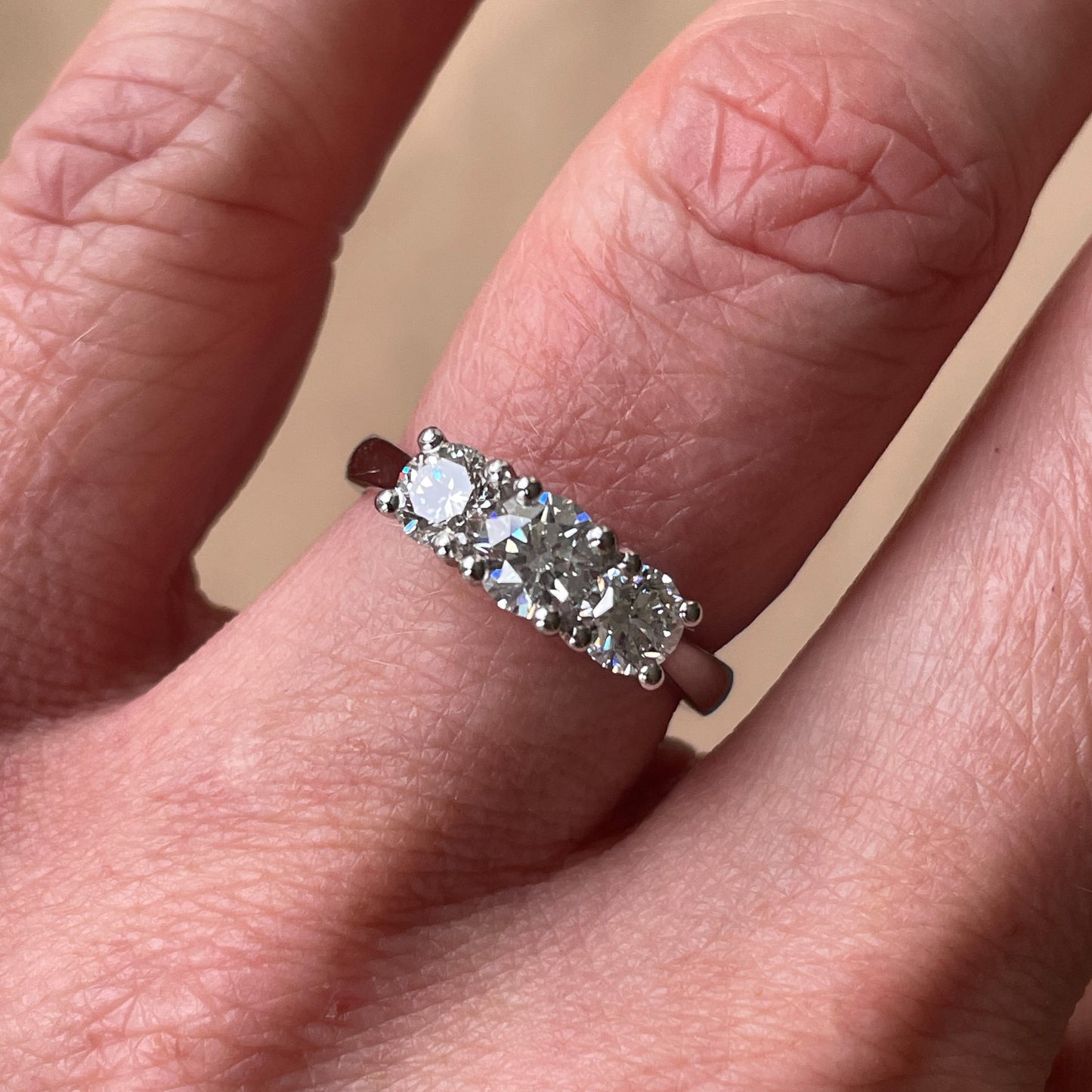 Platinum 1.28ct Trilogy Diamond Engagement Ring | Certified - John Ross Jewellers