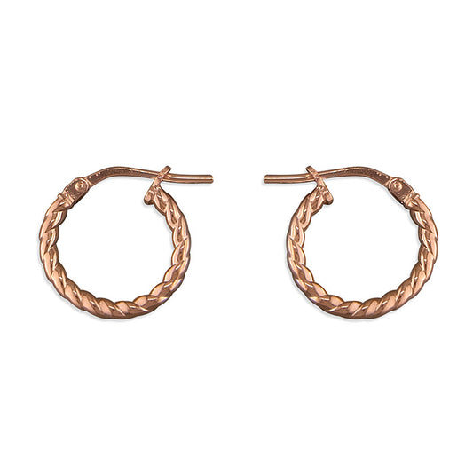 SUNSHINE 14mm Twist Hoop Earrings - Rose Gold - John Ross Jewellers