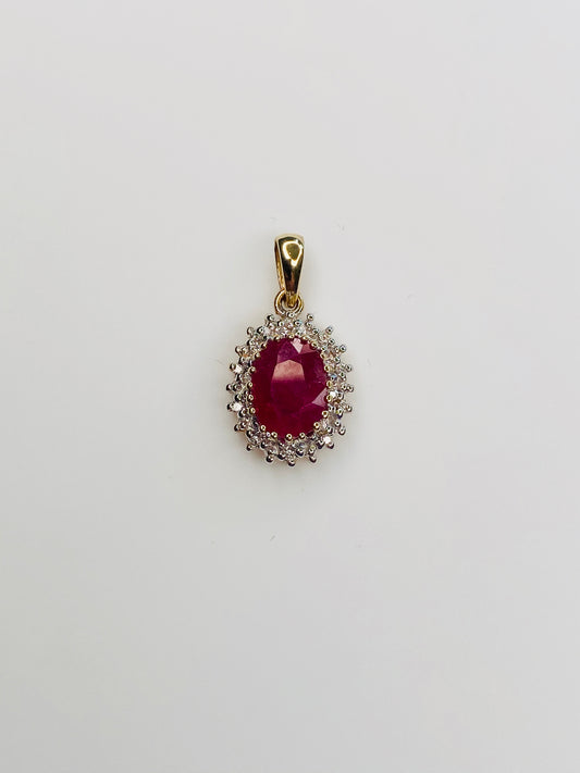 9ct Gold Ruby & Diamond Pendant - John Ross Jewellers