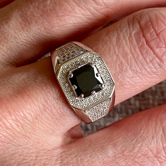 Silver Black & White CZ Ring - John Ross Jewellers