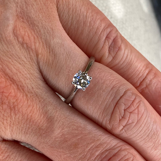 Platinum 0.70ct E SI1 GIA Cert Four Claw Diamond Solitaire Ring - GIA Certificate