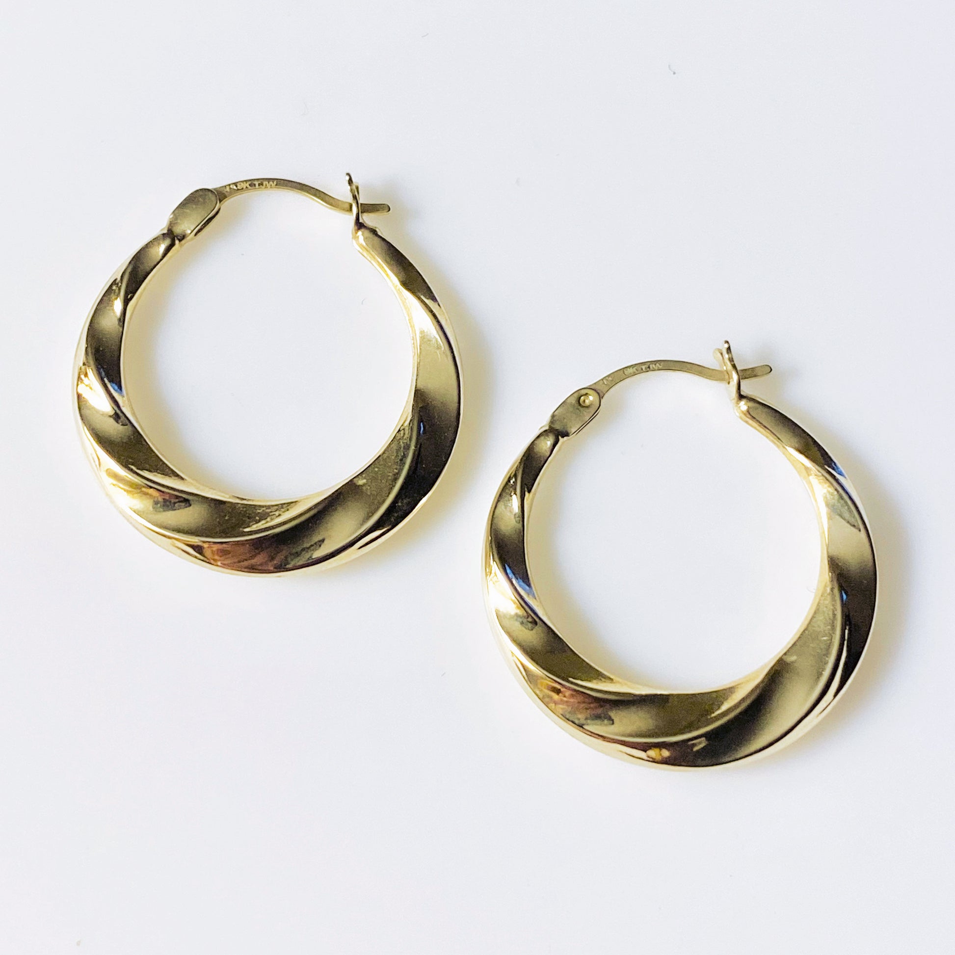 9ct Gold Fluted Creole Hoop Earrings - John Ross Jewellers