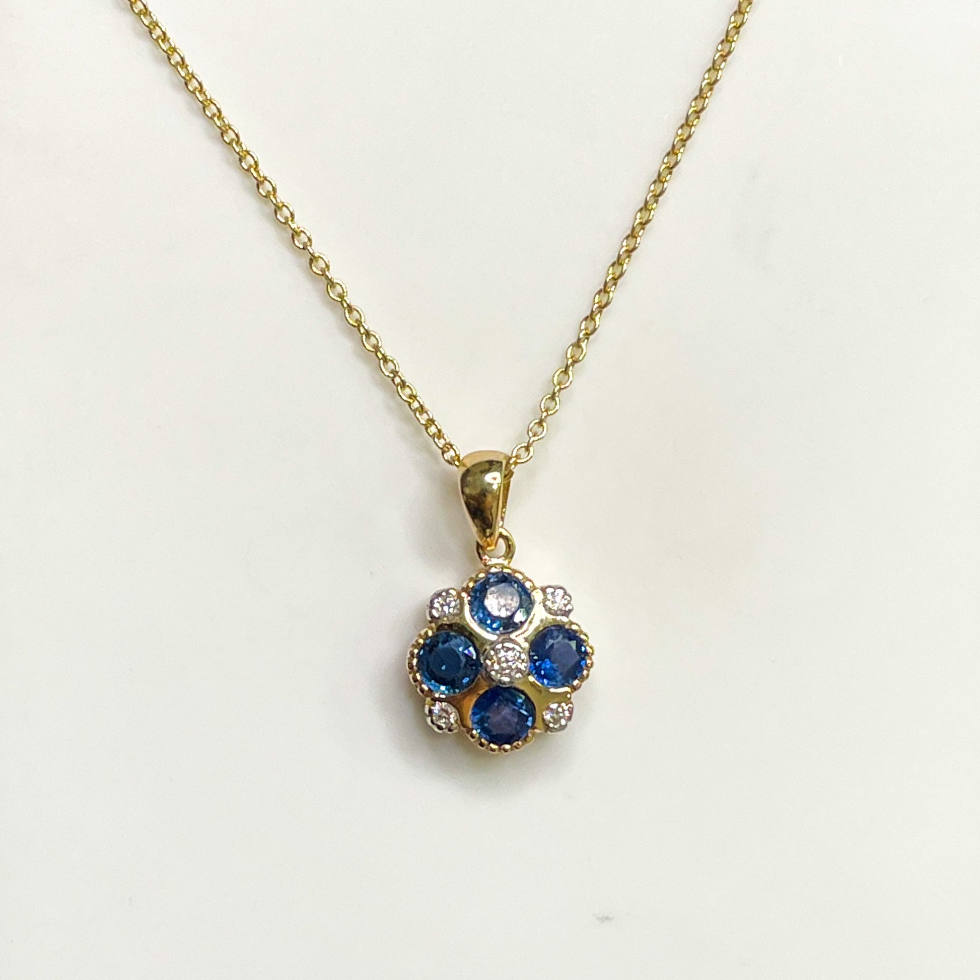 9ct Gold Sapphire & Diamond Necklace - John Ross Jewellers