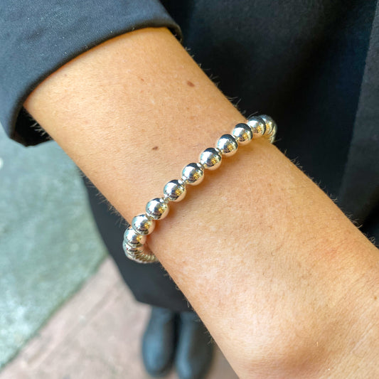 Silver Beaded Bracelet | 5mm Beads - John Ross Jewellers