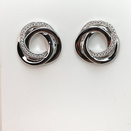 Silver CZ Trinity Knot Earrings - John Ross Jewellers