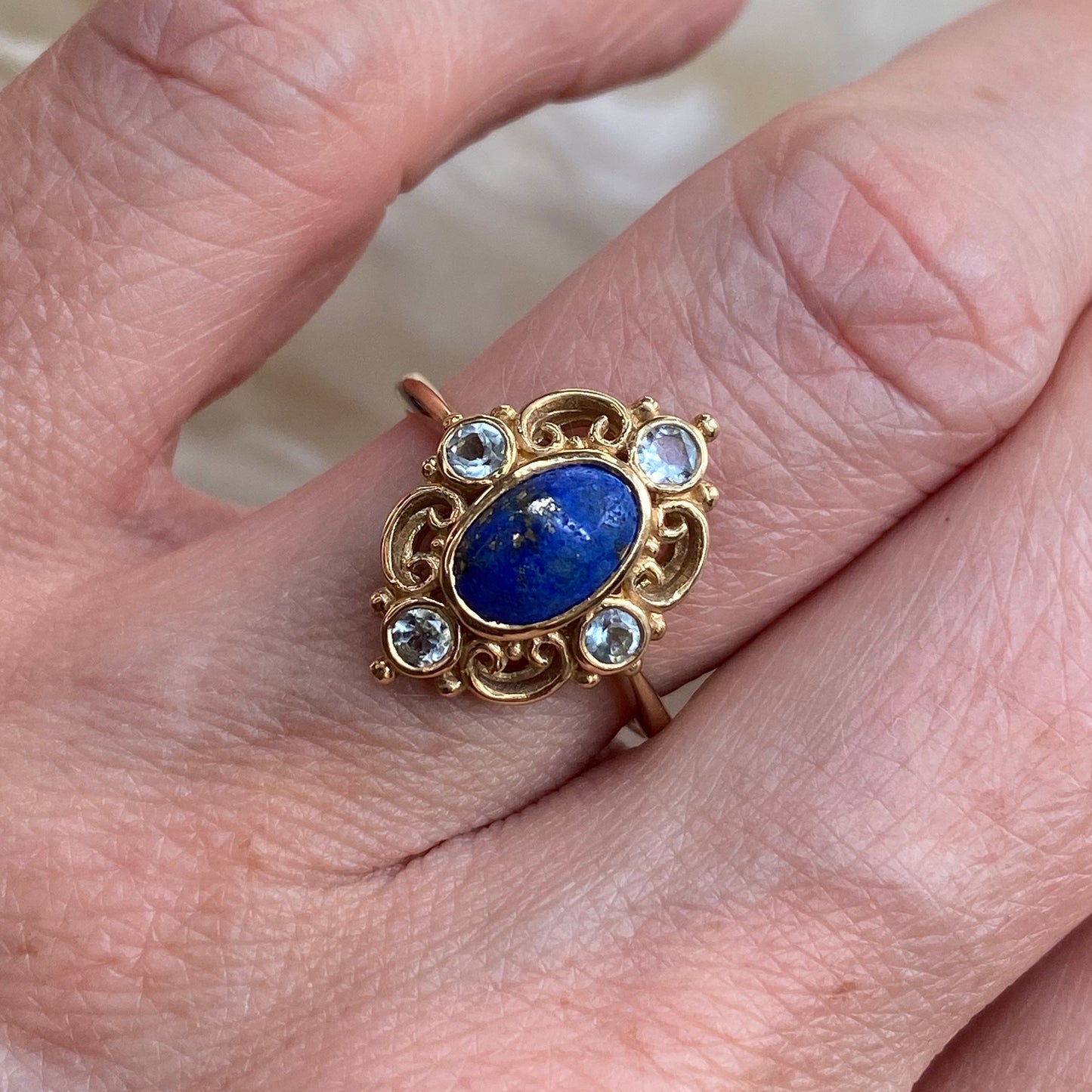 9ct Gold Lapis Lazuli & Blue Topaz Ring - John Ross Jewellers