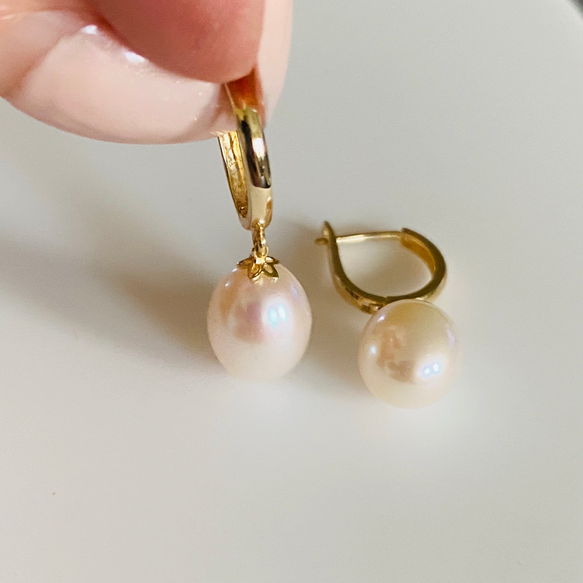 9ct Gold Pearl Hoop Earrings - John Ross Jewellers