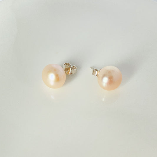 Peachy Freshwater Bouton Pearl Stud Earrings | 10-11mm - John Ross Jewellers