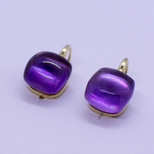 9ct Gold Amethyst Bubble Earrings - John Ross Jewellers