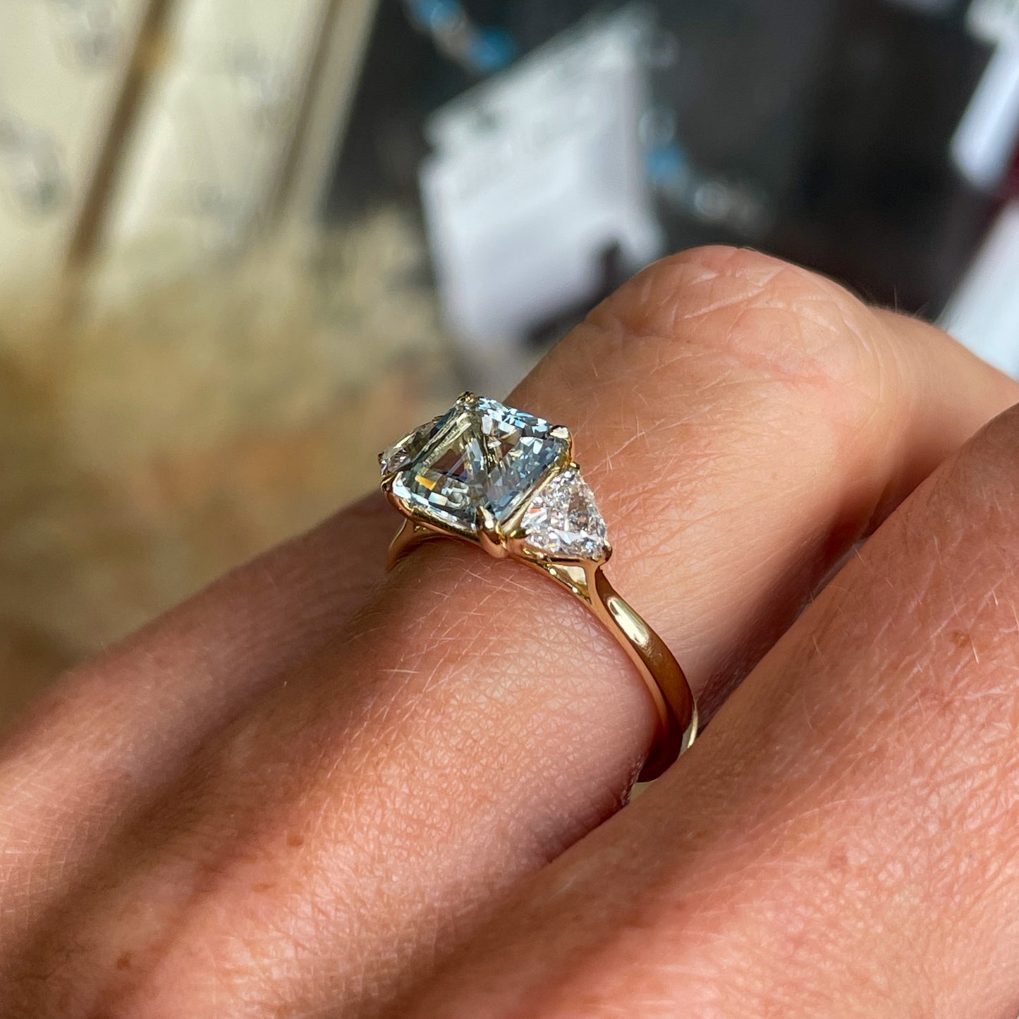 18ct Gold Aquamarine & Diamond Engagement Ring | 1.82ct + 0.63ct - John Ross Jewellers