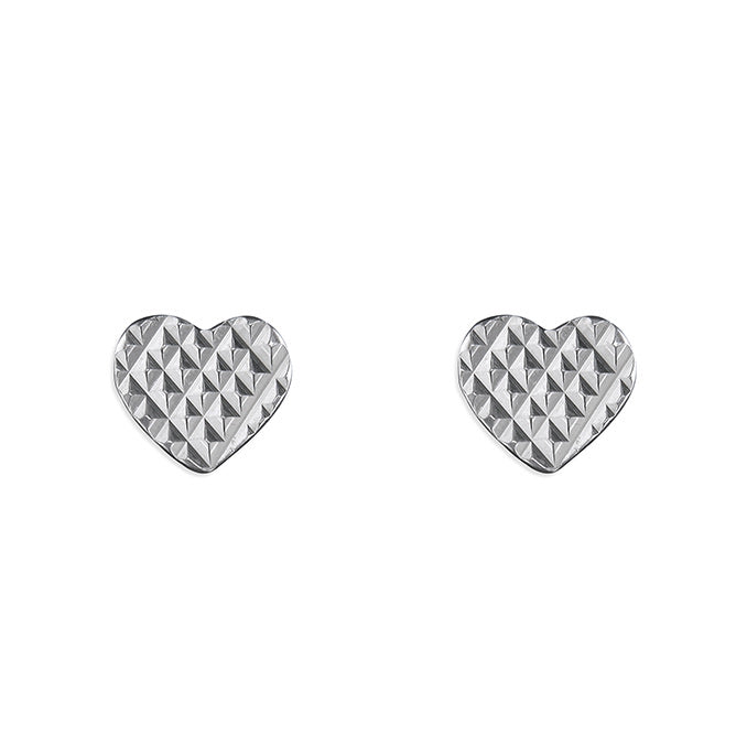 Waffle Heart Stud Earrings - John Ross Jewellers