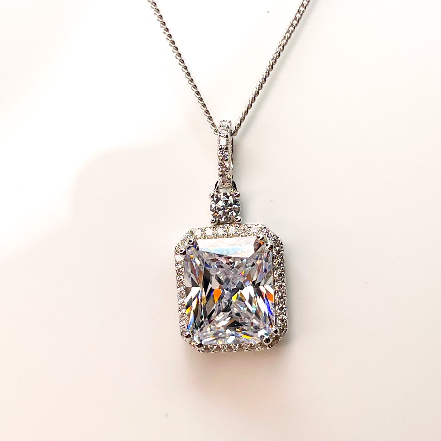 Silver Radiant CZ Pendant Necklace - John Ross Jewellers